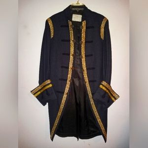 Vintage Admiral's Military Regency Gray and Gold Men Wool Jacket